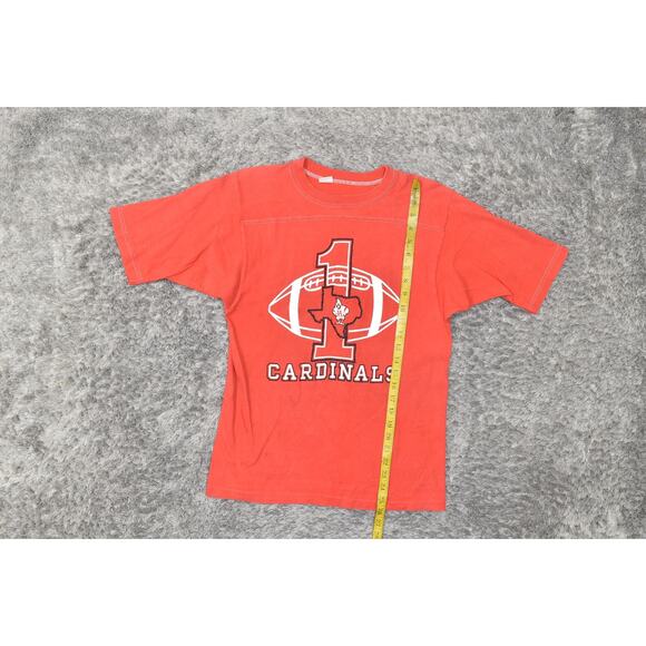 Champion NFL Cardinals #1 Single Stiched VTG Red Cotton T-Shirt Men's M STAIN - Picture 2 of 8